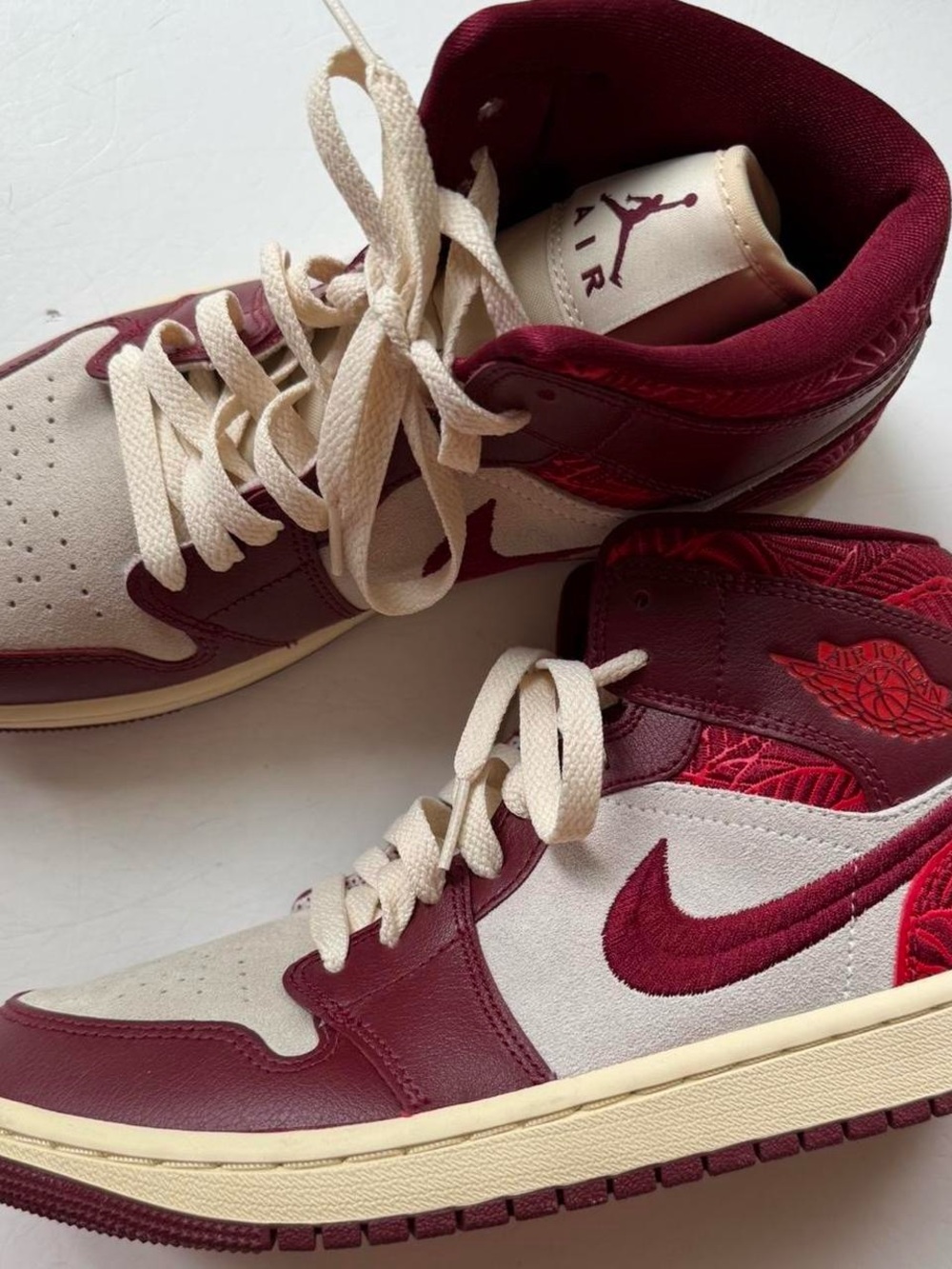 Nike Air Jordan 1 Mid in Red and Cream - women’s 9, men’s 7.5